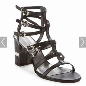 Stuart Weitzman Chariot Black Vecchio Nappa Sandals